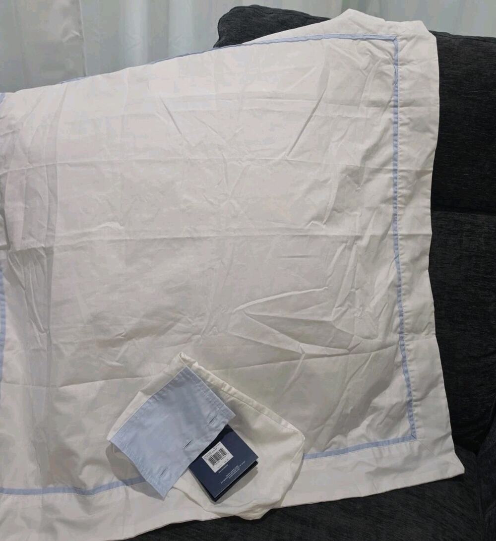 Ralph Lauren Organic Sateen Border Euro Sham 26” x 26” Pillowcase NEW